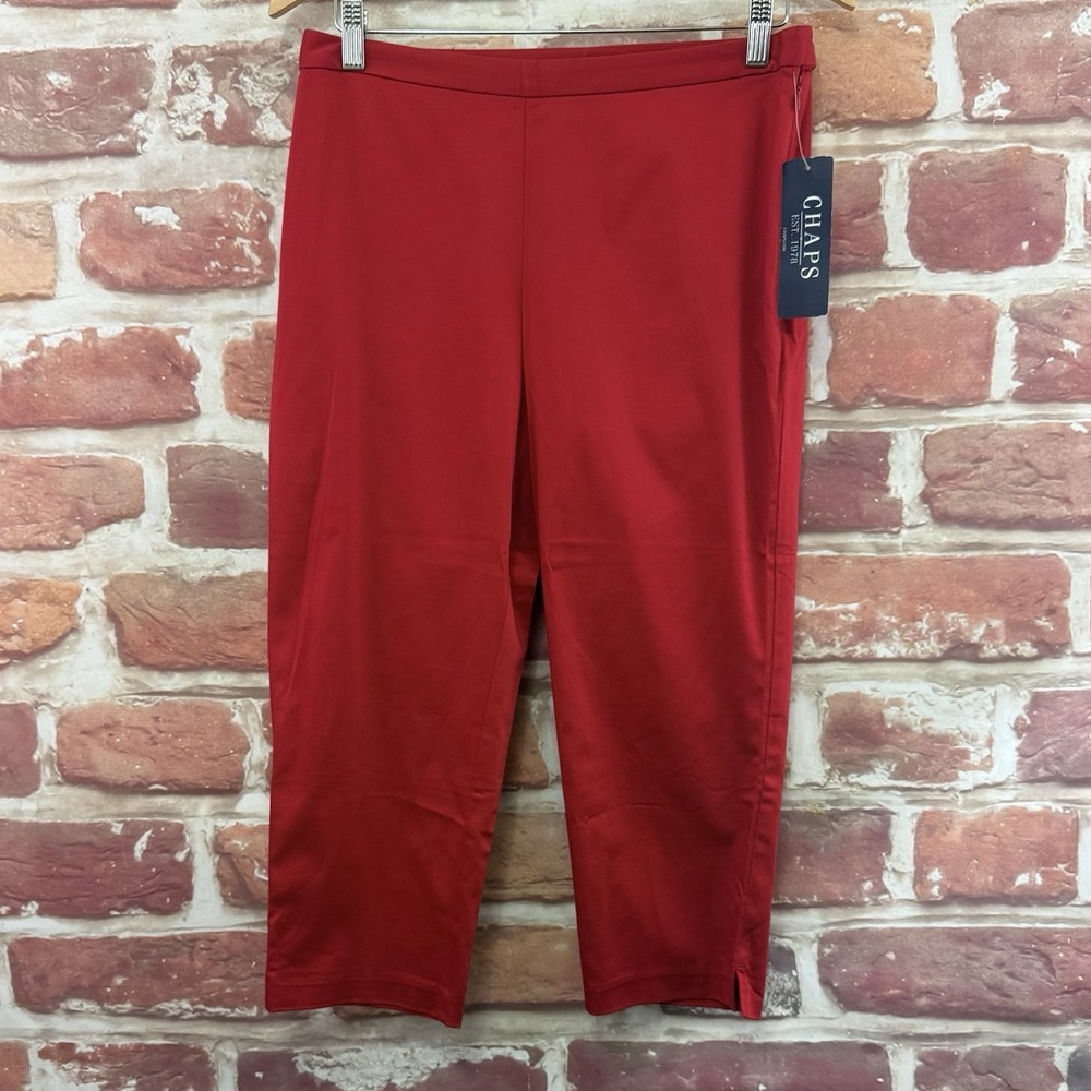 Ralph Lauren Chaps Capri Pants Womens 4 Red Stretchy Cropped Pocketless Trousers